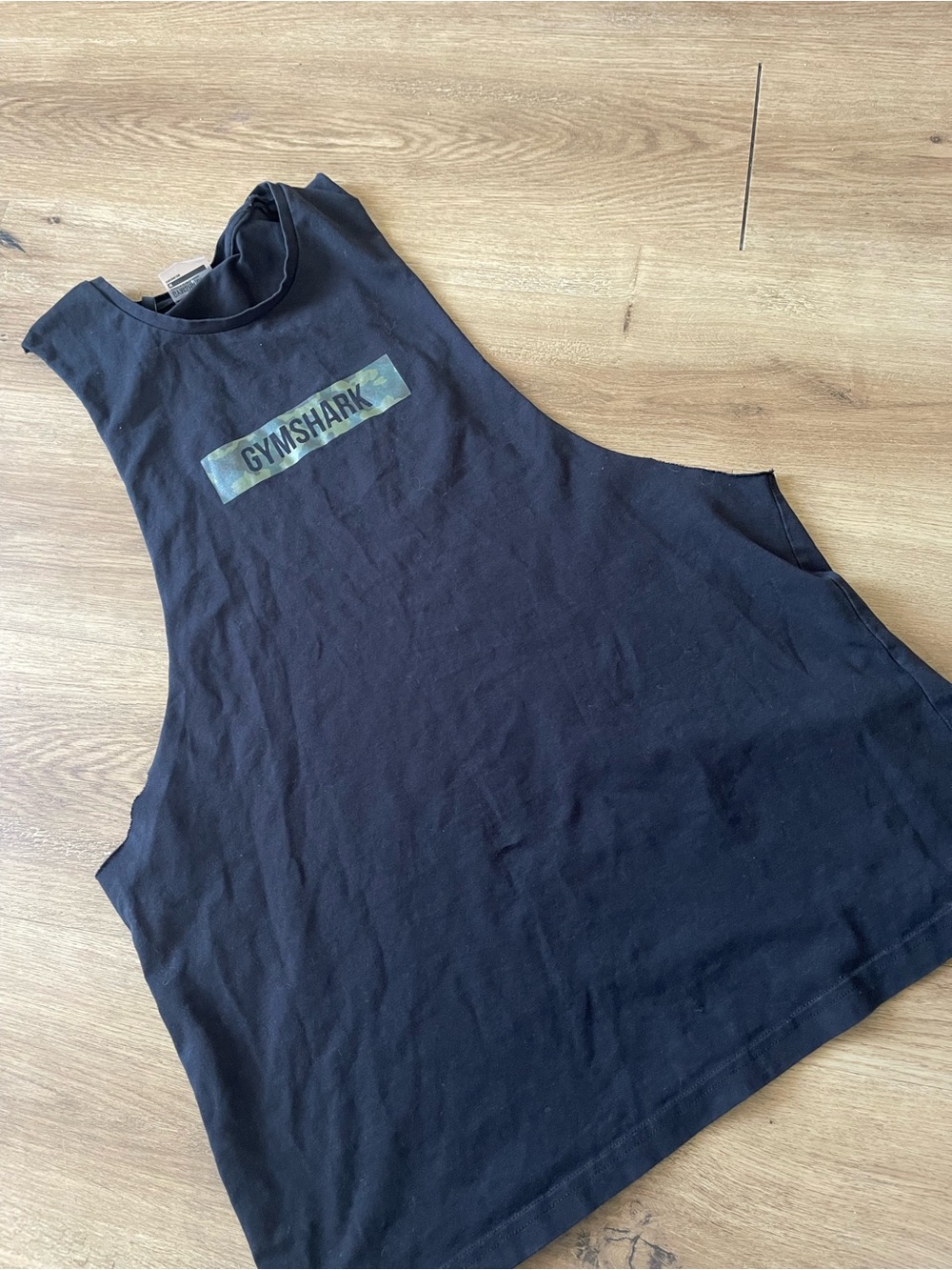 Gymshark Black Women's Muscle Tank with Camo Logo